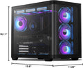 Darkflash ATX Mid-Tower Gaming PC Case, Back Plug-In BTF Motherboard, with 4 ARGB Fans Computer Case, Full View Curve Glass Dual-Chamber PC Case,