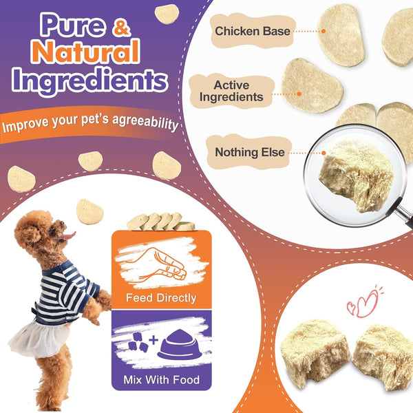 Probiotics for Dogs, Freeze-Dried Dog Probiotics and Digestive Enzymes, plus Omega-3 for Itchy Skin, 3-In-1 Prebiotics for Digestive Health, Dog