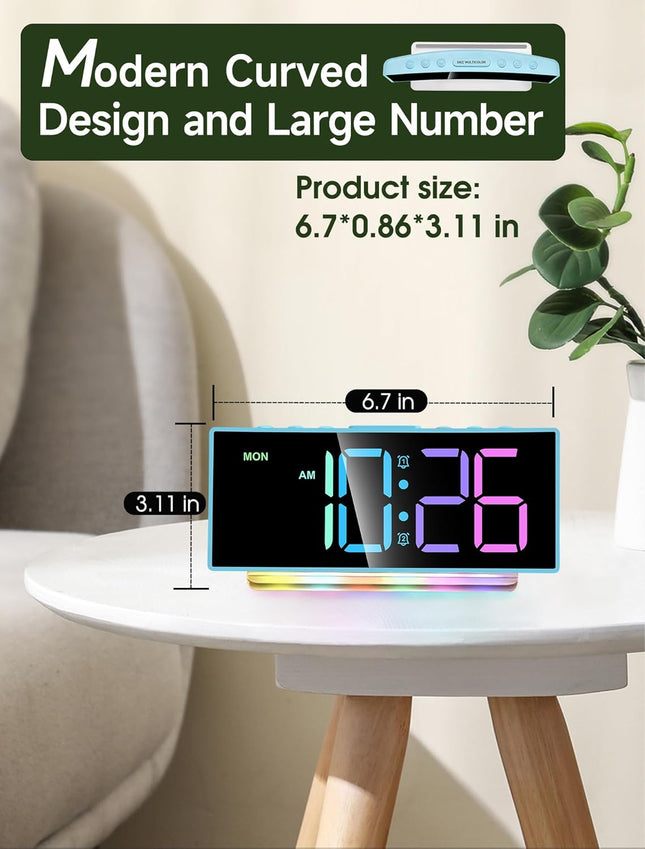Cadmos Loud Alarm Clock for Heavy Sleepers Adults,Kids,Teens,Digital Desk Clock with USB Port,Large Numbers,7 Color Nigh
