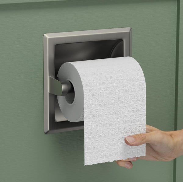 FORIOUS Recessed Toilet Paper Holder, Stainless Steel Durable Tissue Roll Holder Wall Mount for Bathroom Space Saving Design with Mounting