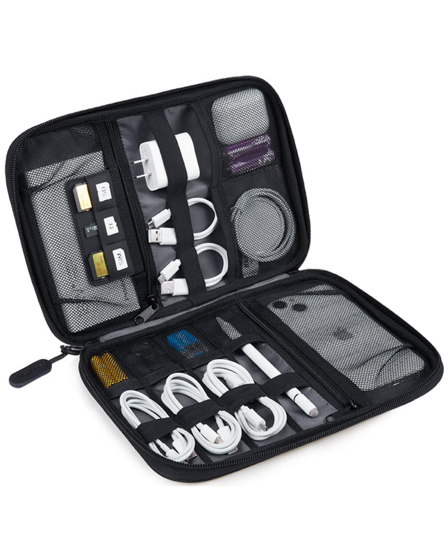 BAGSMART Electronics Travel Organizer Case, Tech Accessories Cord Storage Bag for Phone, Power Bank, SD Card, Cables, Bl