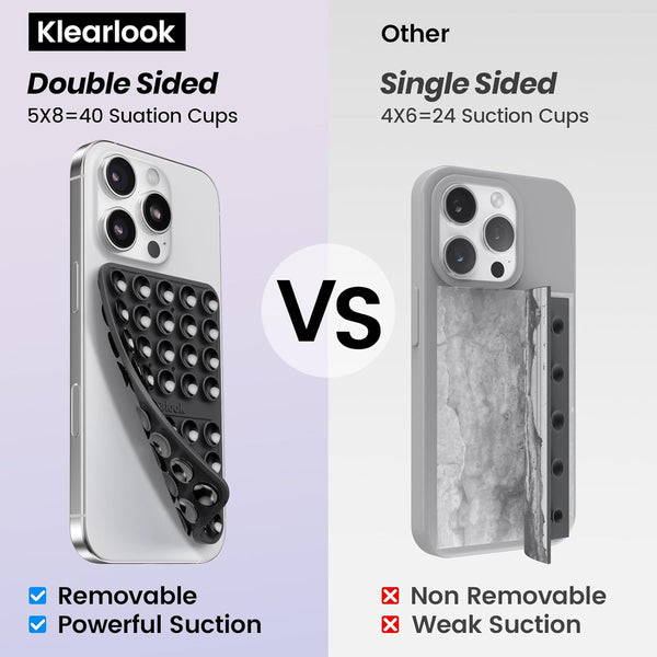 Klearlook 4Pack Silicone Suction Cup Phone Case Mount Double Sided, Sticky Phone Grip for Cell Phone, Hands-Free Phone Accessories for Selfies and