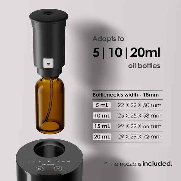 Waterless Diffuser for Essential Oil, Battery Operated Nebulizer, 0.7 Fl.Oz./ 20Ml Capacity, Mini Scent Air Machine, 3 Countdown Timers & 3 Mist