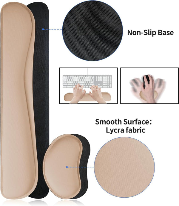 Bloss Leather Desk Pad and Keyboard Wrist Rest, Large Mouse Pad + Keyboard Pad+Mouse Wrist Support, Non-Slip Desk Mat Protector for Office,