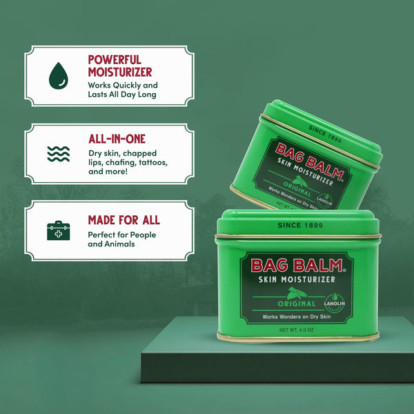 Bag Balm Vermont'S Original Skin Moisturizer - Full Body Hydrating Skin Care: Dry Hands, Lips, Face, Feet & More - Unscented, Cruelty & Paraben