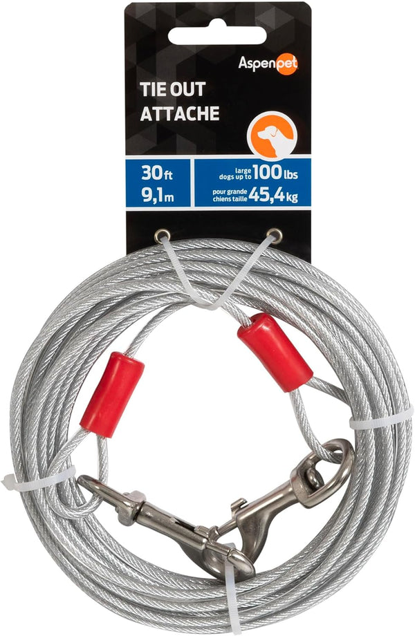 Aspen Pet Dog Tie Out Cable - 1700 Lbs Break Strength - 30Ft Cable