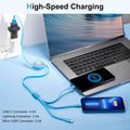 USB C Multi Fast Charging Cable 4A [2Pack/4Ft] Retractable Multi Charger USB a to Type C/Lightning/Micro USB Ports 3 in 1 USB Cable for Samsung