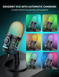 Gaming Microphone, USB Computer Microphone for PC, Mac, PS4/5, Condenser Podcast Mic for Studio Recording, Youtube, Streaming, with Headphone