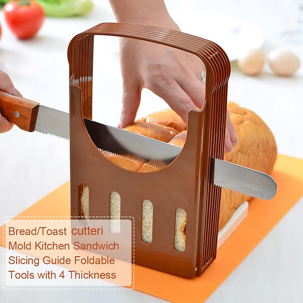 Bread Slicer for Homemade Bread with Rubber Feet Paddings and E Book Loaf Cutter Machine Foldable Adjustable