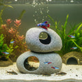 Aquarium Cave Decor - 2 PCS Natural Fish Tank Rocks for Betta Hideout and Shrimp Breeding, Hand-Polished Smooth Edges, PH Neutral, Ideal for 5-20