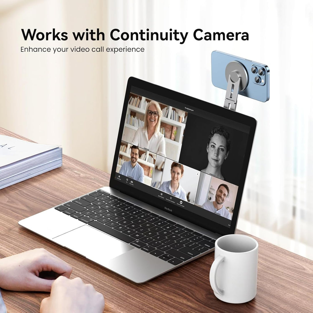 Magnetic Phone Holder for Laptop for Magsafe for Iphone 16/15/14/13/12 & All Phones, 180°Adjustable Phone Side Mount for Computer Monitor for Tesla, Desktop Cell Phone Bracket, Gray