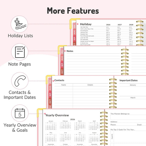 Jul 2025 -Dec 2026 Planner, Forvencer Academic Planner 2025-2026, 18 Month Daily Planner, 8.5" X 11", Weekly & Monthly Agenda Book, Hardcover