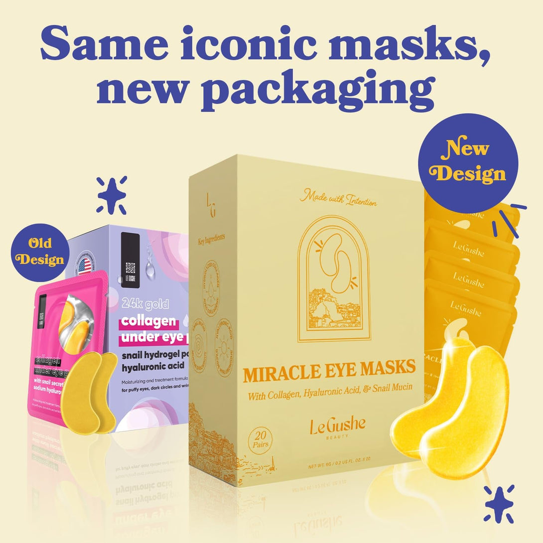 LE GUSHE under Eye Patches - Gold under Eye Masks for Dark Circles and Puffiness - with Collagen & Amino Acids - Gifts for Women - Bridesmaid Gifts (20 Pairs)