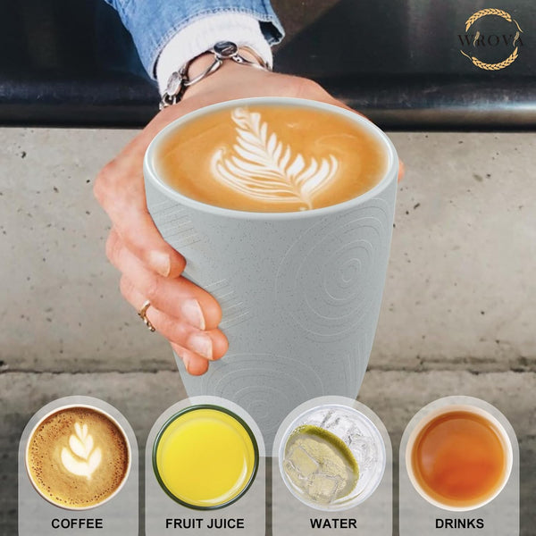 Wheat Straw Cups 8 PCS Good Alternative to Plastic Reusable Cups 12 Oz Unbreakable Drinking Cup Reusable Dishwasher Safe Water Plastic Glasses