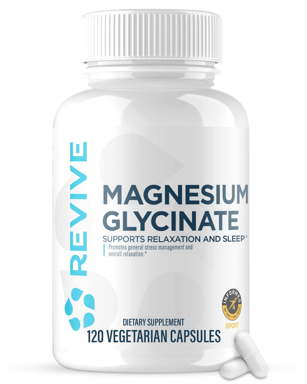 Revive MD Pure Magnesium Glycinate Capsules 200Mg High Absorption Supplement for Relaxation & Stress Relief - Organic Memory & Sleep Support Pills