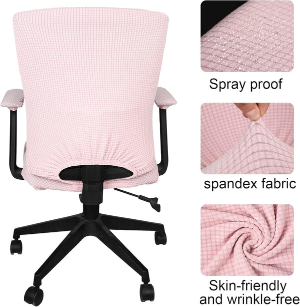 Tallew 4 Pieces Office Chair Covers Set Computer Universal Protective Stretchable Chair Seat Covers Desk Armrest Slipcovers Pads Office Cushion