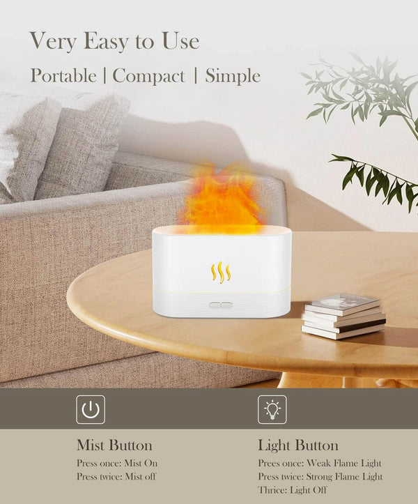Flame Air Diffuser Humidifier,Upgraded Scent Diffuser for Essential Oils,Ultrasonic Aromatherapy,Fire Mist Humidi with 2 Brightness,Auto-Off
