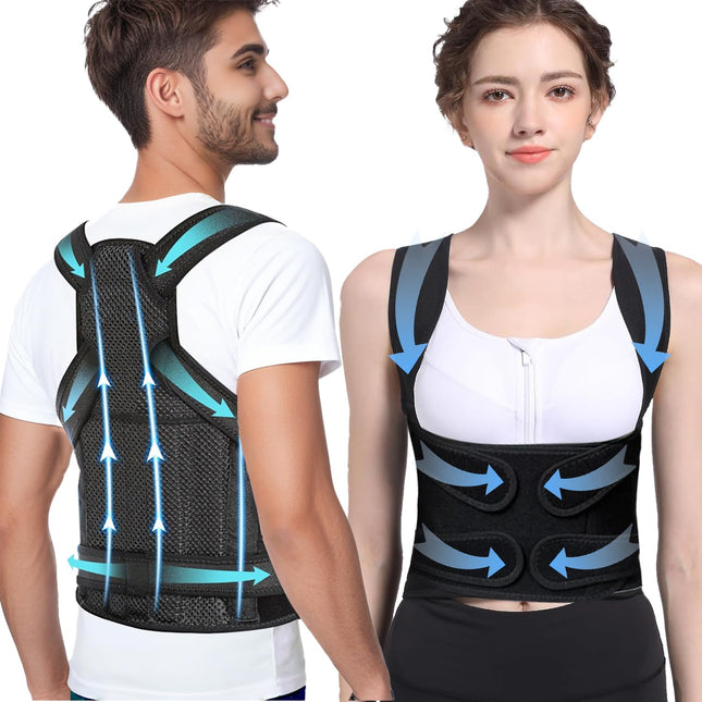 Back Brace Posture Corrector for Women and Men,Adjustable Full Back Brace and Shoulder Straightener,For Back Pain Relief
