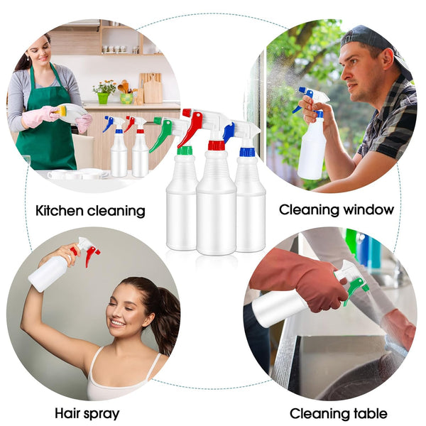 Yinder 18 Pcs 16 Oz Plastic Spray Bottle Bulk Empty Refillable Spray Bottles for Cleaning Solution Leak Proof Water Sprayer with Adjustable Nozzle