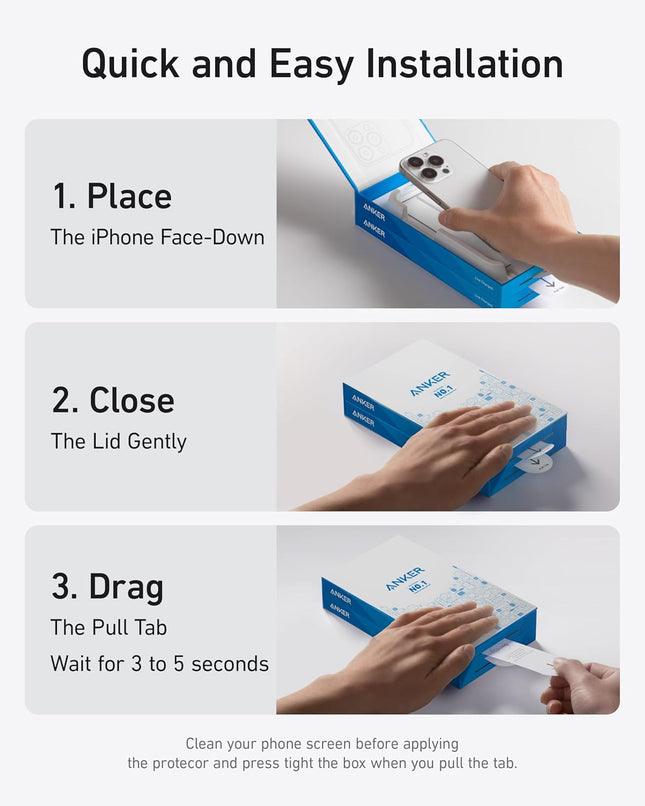 Anker Screen Protector, Bubble-And-Dust-Free Iphone HD Tempered Glass, Durable and Drop-Proof with 9H Hardness, Easy Ins