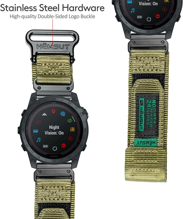 Compatible with Garmin Watch Band, Super Rugged Nylon Sports Strap with Woven Loop Design for Fenix/Forerunner/Approach/Marq/Quatix/D2 Series,