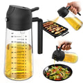 Trendplain 16Oz/470Ml Glass Olive Oil Sprayer for Cooking - 2 in 1 Olive Oil Dispenser for Kitchen Gadgets, Air Fryer, Salad, and BBQ - Black