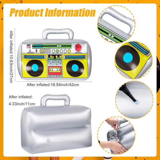 2 Pieces Inflatable Radio Boombox Inflatable Mobile Phone Props for 80S 90S Party Decorations Hip Hop Theme Birthdays Pa