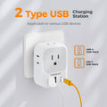 USB Wall Charger, Wall Plug Adapter Outlet Extender, TESSAN 3 Charger Block (1 USB C Port), Multi Charging Station for Cruise, Bathroom, Office,