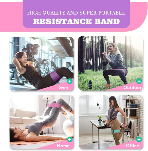 Fabric Resistance Bands for Working Out, 5 Levels Booty Bands for Women Men, Cloth Workout Bands Resistance Loop Exercise Bands for Legs Butt at
