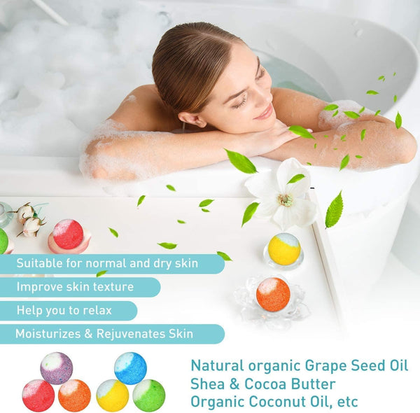 60 Pcs Bath Bombs Set - Massive Quantity Natural Bath Bombs for Kids/Women/Men Individually Wrapped Handmade Organic Bath Supplies Relaxing Kit -