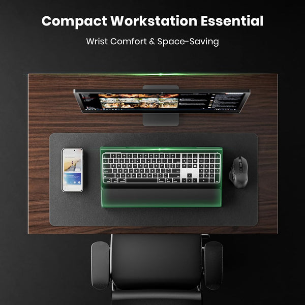 3 in 1 Keyboard Stand W/Wrist Rest and Storage Tray - Klearlook [Ultra Comfortable] PU Leather Wrist Pad & Acrylic Keyboard Riser, 16.9X7.3 Inch