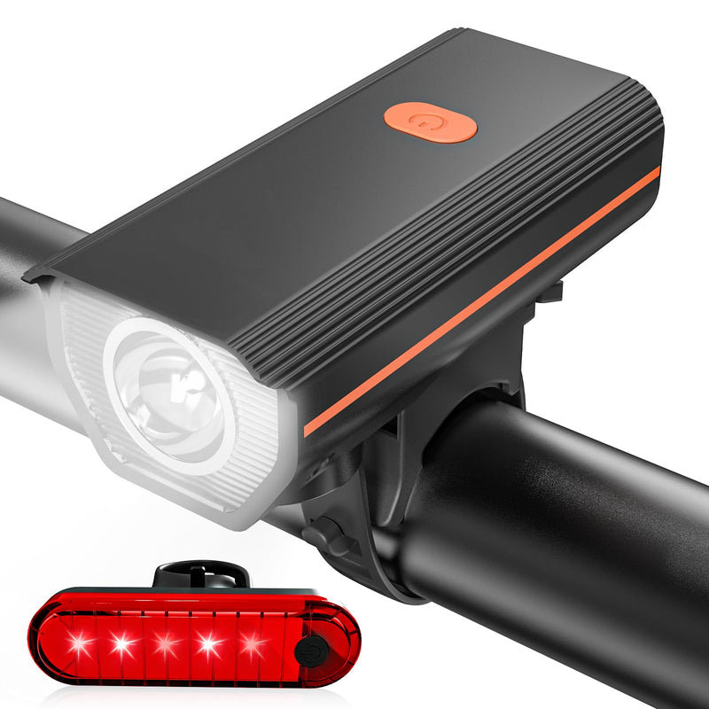 Rechargeable Bike Lights, Ultra Bright Bicycle Lights for Night Riding, Road Mountain Bike Accessories for Kids Adults - Bike Headlight with Tail