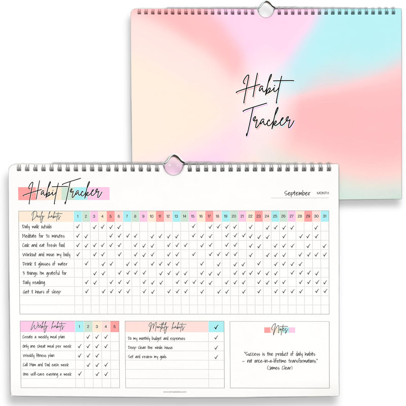 Habit Tracker Calendar â Daily, Weekly & Monthly Habit & Goal Tracker, Wire-Bound Planner with Colorful Design, Premium 250Gsm Paper | A5 Rainbow