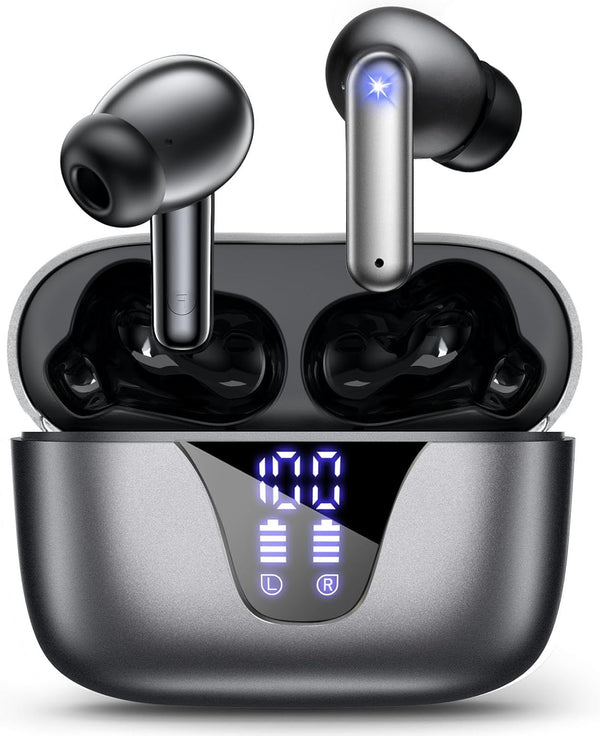 ZIUTY Wireless Earbuds, 2025 Bluetooth Headphones, 50Hrs Stereo Deep Bass Ear Buds with Power Display Charging Case, Buit in Mic, IPX5 Waterproof