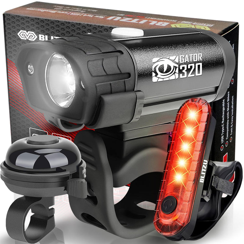 BLITZU Bike Lights, Super Bright Bicycle USB-C Rechargeable Headlight, Taillight & Bike Set, Waterproof Safety Front & Rear Back Light for Night