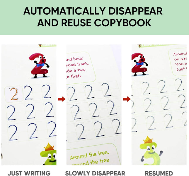 5 PCS Grooved Writing Books for Kids Children Reusable Magic Practice Copy Book Writing Workbook Magic Ink Copy Books fo