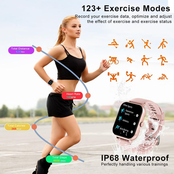 Smart Watch for Men Women Compatible with IOS Android Phone, 1.83" Full Touchscreen IP68 Waterproof Smartwatch,Fitness Tracker with Make/Recive