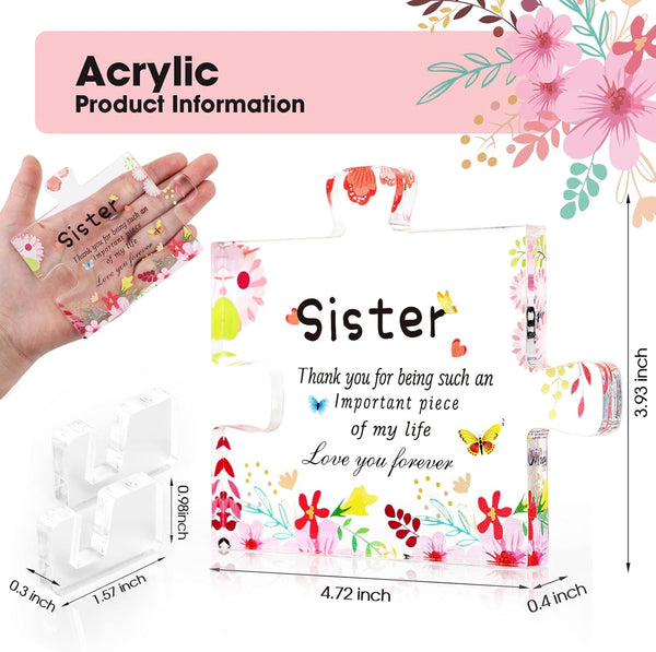 Sister Birthday Gifts, Big Sister Gifts for Girls, Acrylic Puzzle Plaque with Stand, Thoughtful Decoration for Special Moments, Ideal for