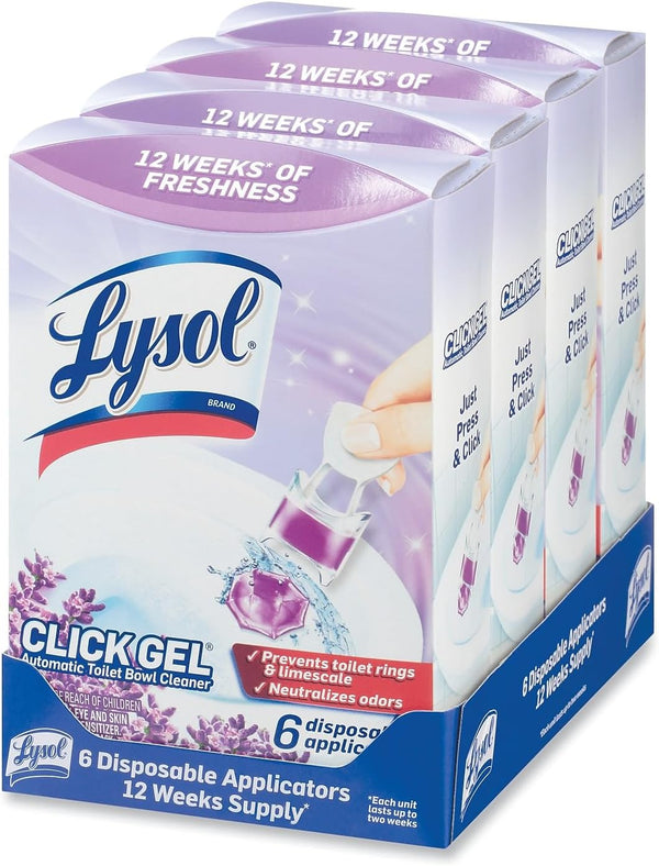 Lysol Click Gel Automatic Toilet Bowl Cleaner, for Cleaning and Refreshing, Lavender Fields, 6 Applicators (Pack of 1)
