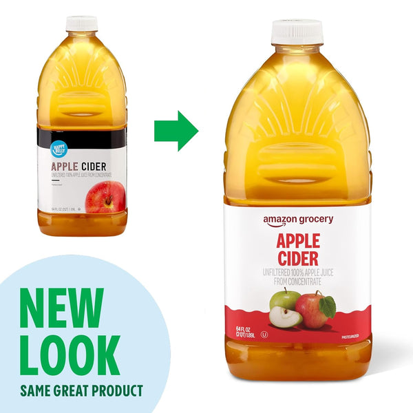 Amazon Brand - Happy Belly, Unfiltered Apple Cider from Concentrate, Bottle, 64 Fl Oz (Pack of 1)