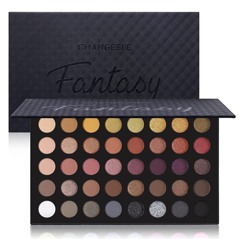 Professional Neutral Smokey Eyeshadow Makeup Palette, Matte Shimmer Metallic Black Grey Dark Goth Eye Shadows for Halloween, Pigmented Warm Smoky