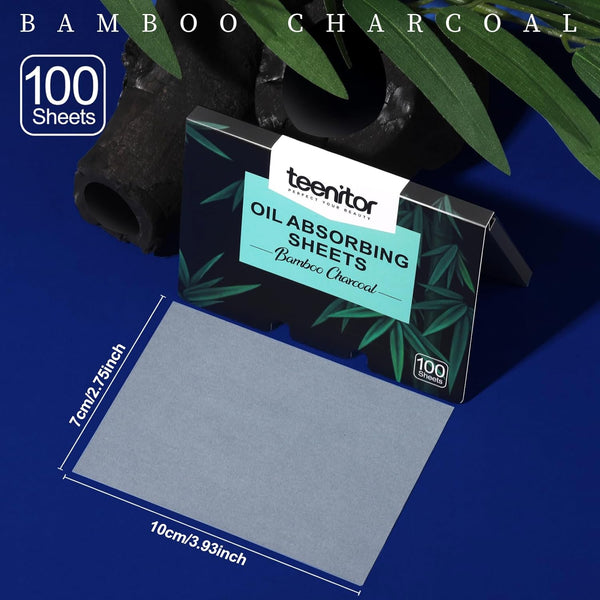 Teenitor 1200 Counts Oil Absorbing Sheets for Face, Oil Blotting Sheets for Face, Bamboo Charcoal Blotting Paper for Oily Skin Face Oil Sheets,