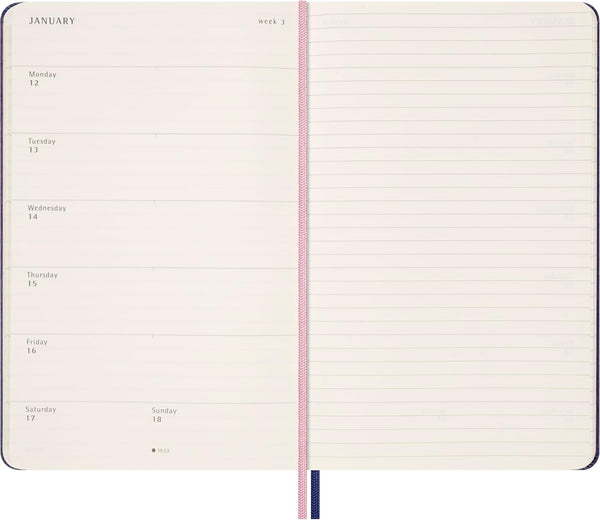 Moleskine Limited Edition Sakura 18 Month 2025-2026 Weekly Planner, Hard Cover, Large (5" X 8.25"), Cherry Blossoms, 208 Pages