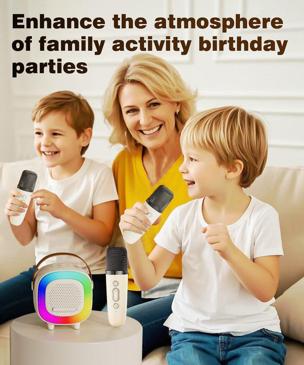 Mini Karaoke Machine Speaker for Kids Adults, Portable Bluetooth with 2 Wireless Microphones, Children'S Day Birthday Gift Ideas for Toys for