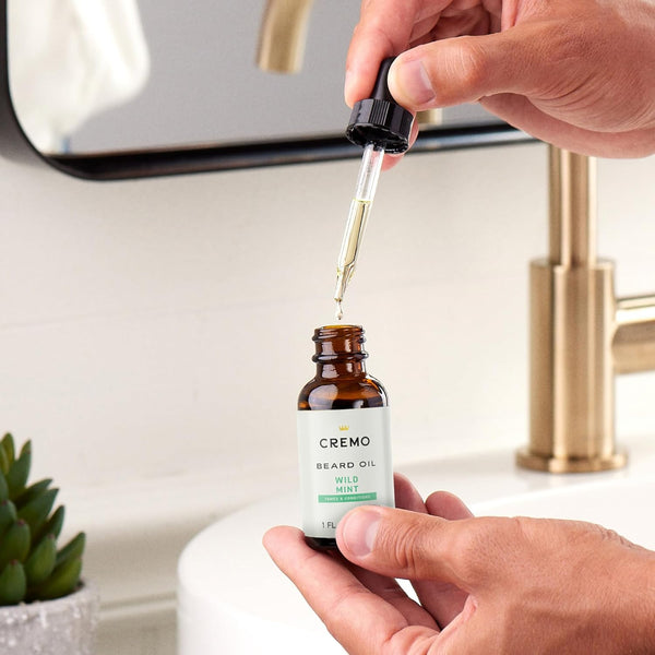 Cremo Beard Oil, Revitalizing Wild Mint, 1 Fl Oz - Restore Natural Moisture and Soften Your Beard to Help Relieve Beard Itch