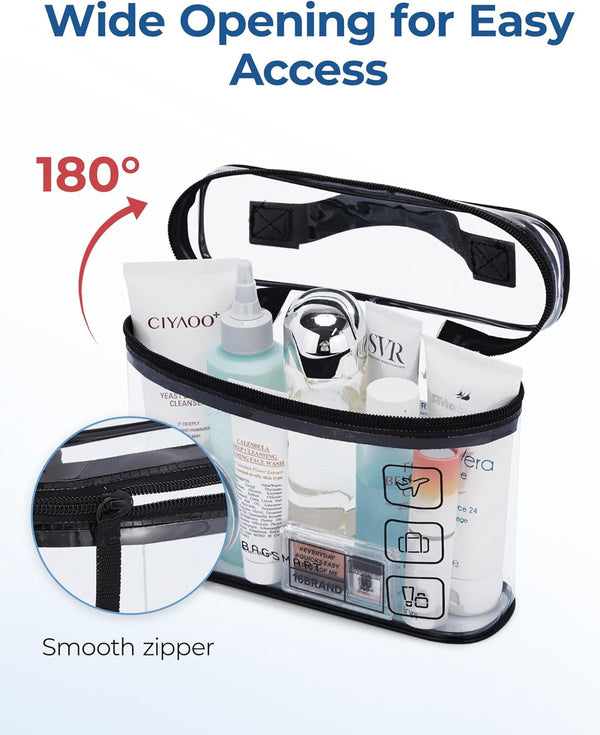 BAGSMART TSA Approved Toiletry Bag, 3 Pack Clear Makeup Cosmetic Bag Organizer, Quart Size Travel Bag for Toiletries, Carry-On Travel Accessories