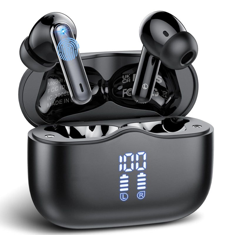 Wireless Earbuds, 2025 Bluetooth 5.4 Headphones in Ear with Stereo Deep Bass, 40H Bluetooth Ear Buds with 4 ENC Noise Cancelling Mics, IP7