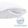 NTBAY 4 Pack Zippered Waterproof Queen Pillow Protectors, Super Soft Quiet Zip Pillow Protectors, 20x30 Inches Jersey Pure White Waterproof Pillow