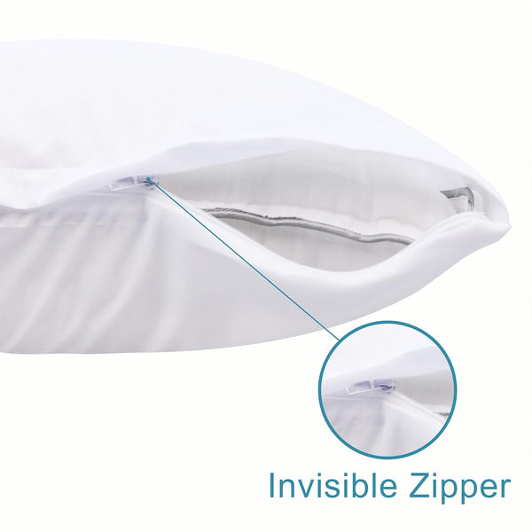 NTBAY 4 Pack Zippered Waterproof Queen Pillow Protectors, Super Soft Quiet Zip Pillow Protectors, 20x30 Inches Jersey Pure White Waterproof Pillow