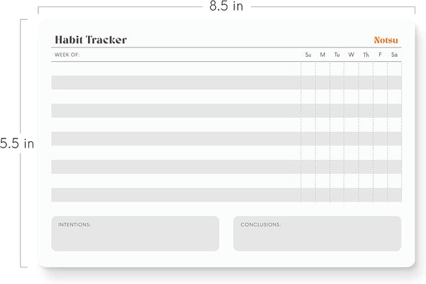 Notsu Weekly Habit Tracker Notepad | Goals Planner Pad and Self Care to Do List | 50 Tear off Pages, 8.5â X 5.5â
